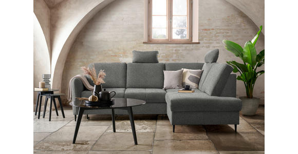 ECKSOFA Dunkelgrau Chenille - Dunkelgrau/Schwarz, MODERN, Holz/Textil (241/184cm) - Carryhome