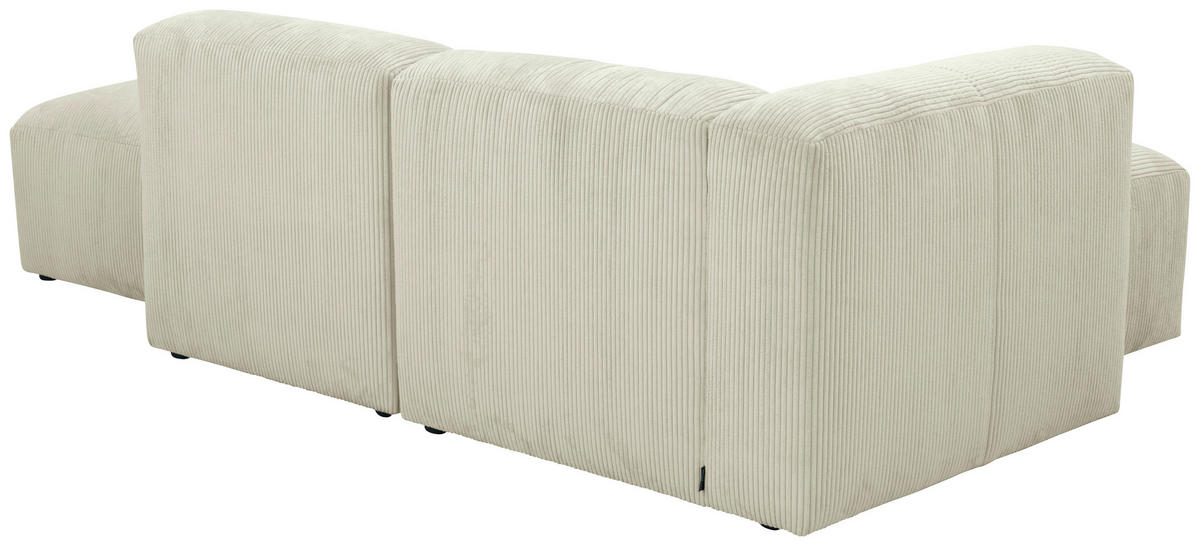 ECKSCHLAFSOFA Creme Cord  - Creme/Schwarz, Design, Kunststoff/Textil (160/250cm) - Max Winzer