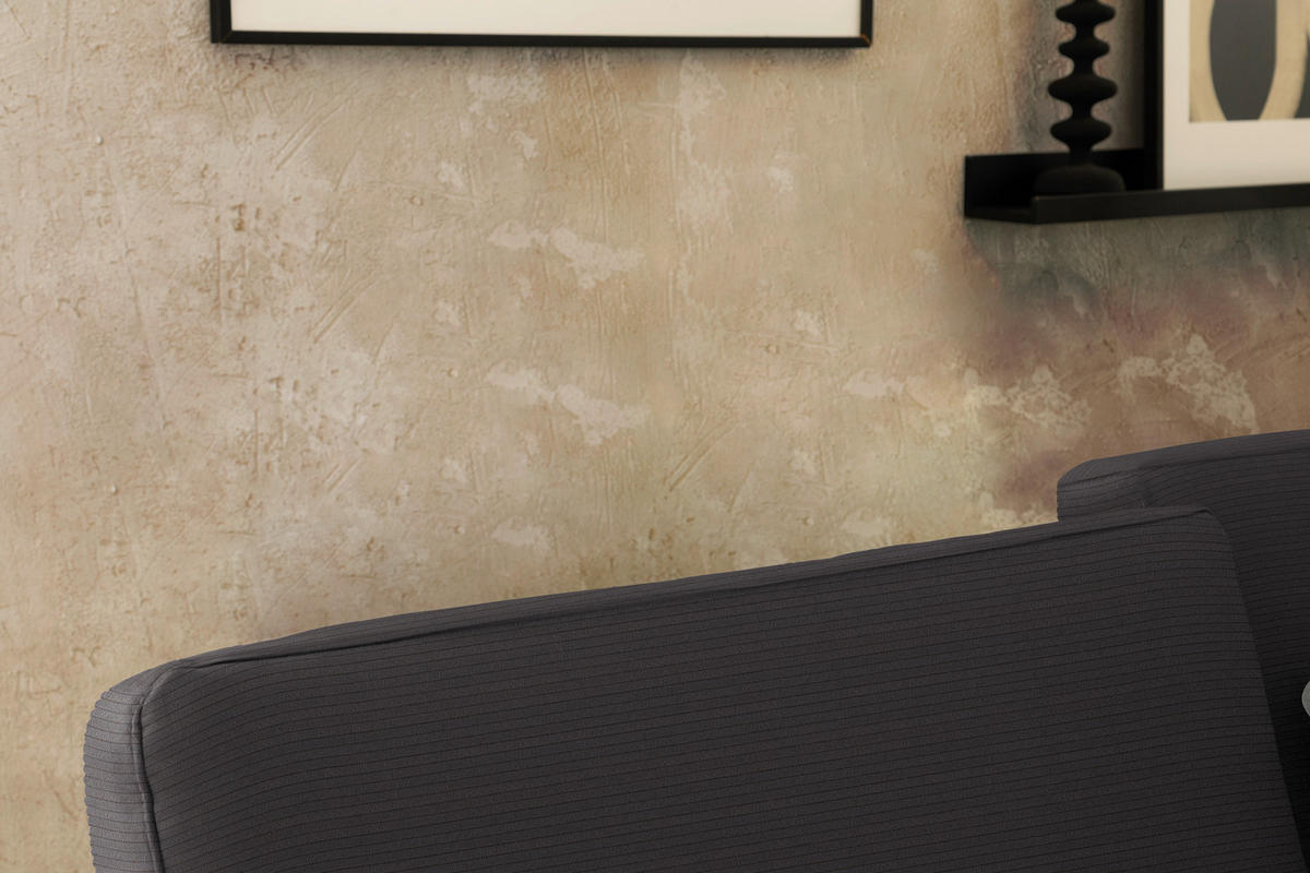 ECKSOFA Cord Dunkelbraun  - Dunkelbraun/Schwarz, Design, Textil/Metall (298/185cm) - Pure Home Lifestyle
