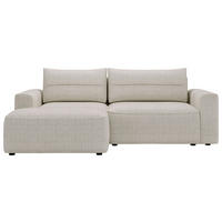 ECKSOFA in Chenille Creme  - Creme/Schwarz, Design, Kunststoff/Textil (144/233cm) - Livetastic