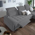 ECKSOFA in Flachgewebe Grau  - Schwarz/Grau, LIFESTYLE, Textil/Metall (310/180cm) - Valnatura