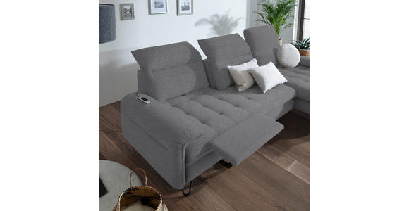 ECKSOFA in Flachgewebe Grau  - Schwarz/Grau, LIFESTYLE, Textil/Metall (310/180cm) - Valnatura