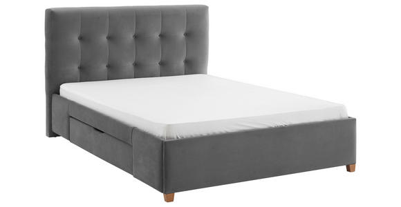 POLSTERBETT Grau 140/200 cm  - Naturfarben/Grau, MODERN, Holz/Textil (140/200cm) - Carryhome