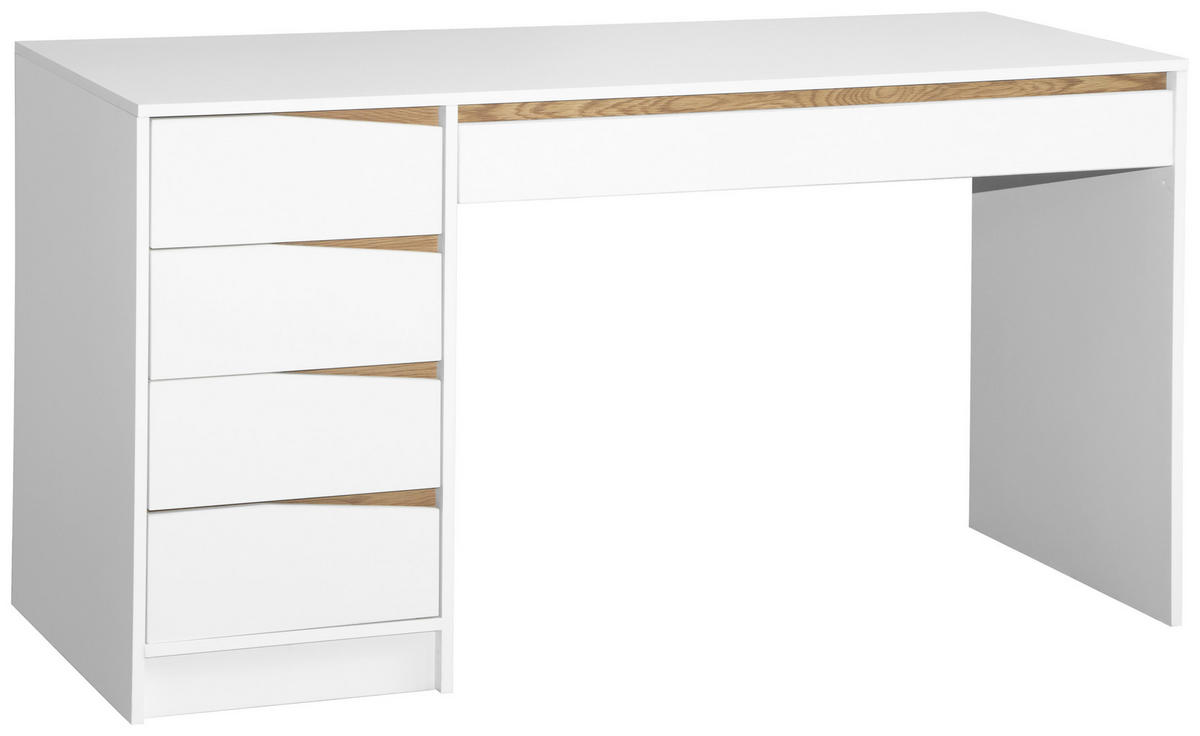 SCHREIBTISCH 140/60/76 cm  in Weiß, Eichefarben  - Eichefarben/Weiß, MODERN, Holzwerkstoff (140/60/76cm) - Venda