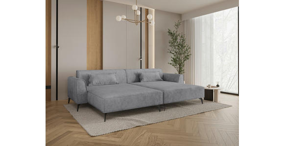 BIGSOFA  in Chenille Grau  - Hellbraun/Schwarz, MODERN, Textil/Metall (300/80/190cm) - Carryhome