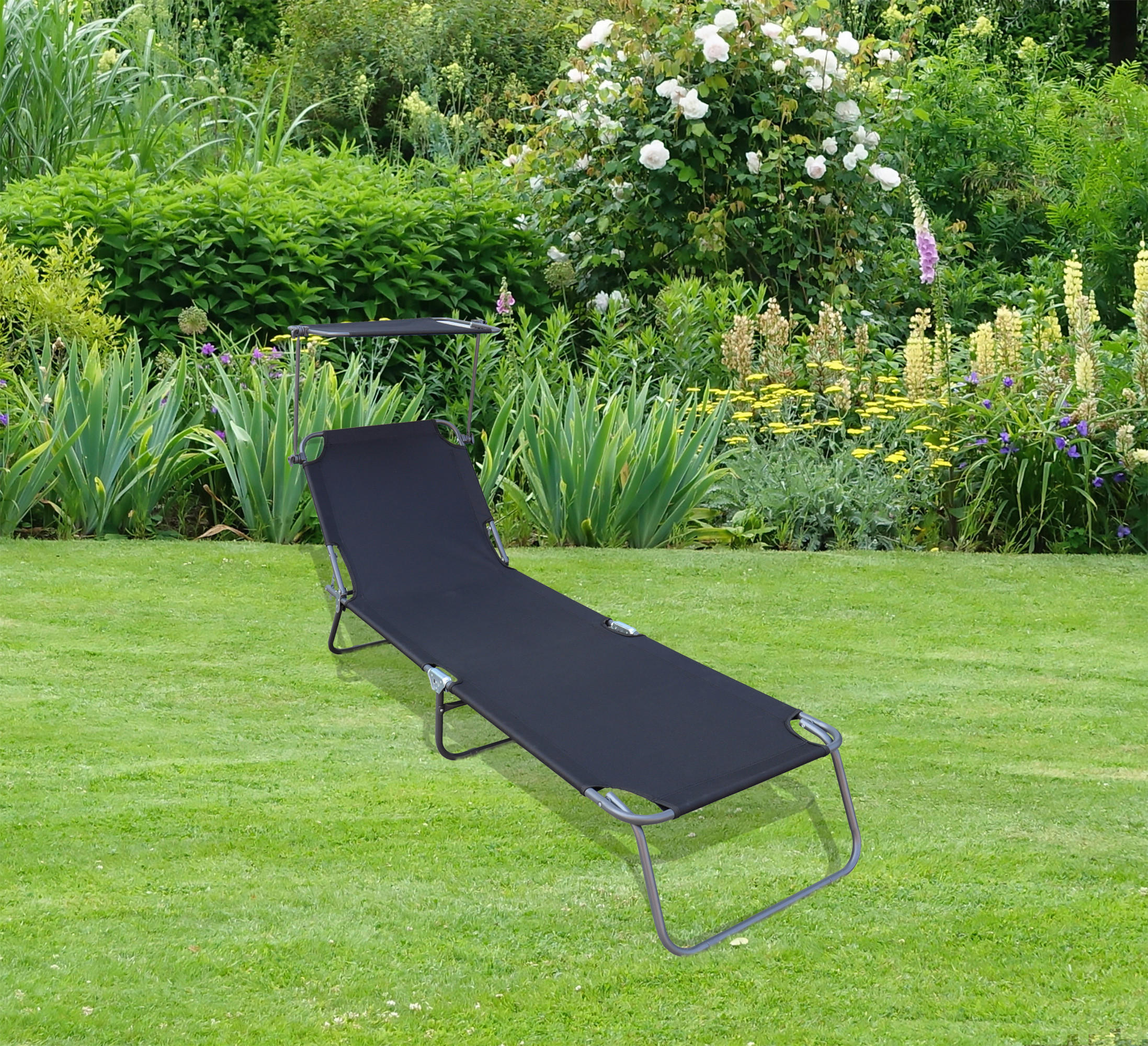 TREBENT SOLSTOL   55/24/185 cm  - antracit, Basics, metall/textil (55/24/185cm) - Ambia Garden