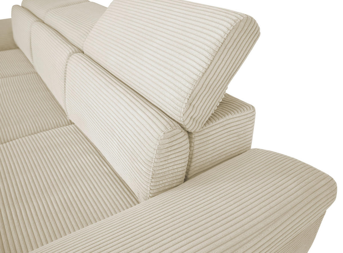 ECKSOFA inkl. Funktionen Naturfarben Cord  - Silberfarben/Naturfarben, Design, Textil/Metall (250/167cm) - Xora