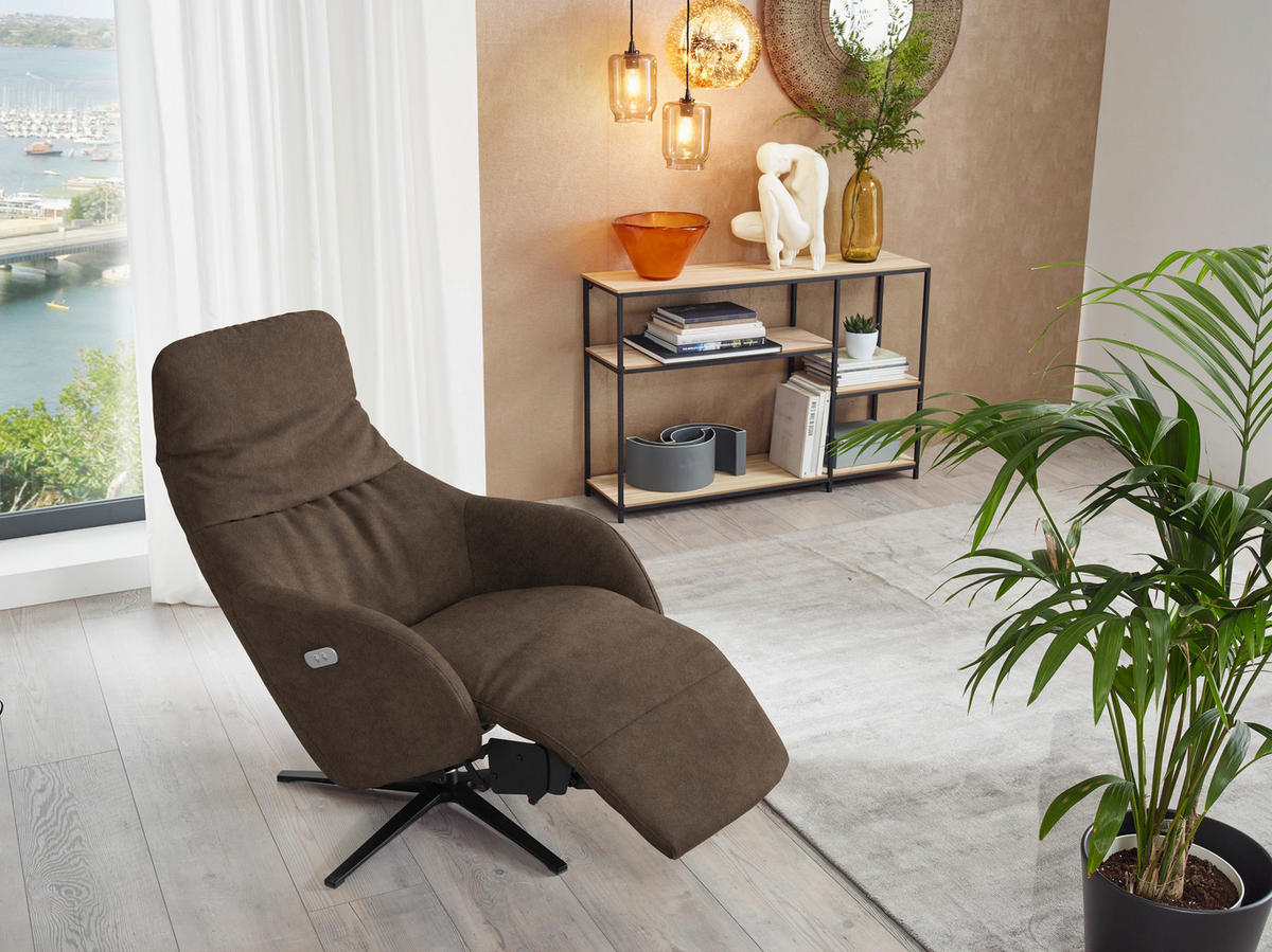 RELAXSESSEL in Textil Braun  - Schwarz/Braun, Design, Textil/Metall (77/108/95cm) - Chilliano