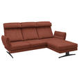 ECKSOFA  in Flachgewebe Rostfarben  279-327/176-217 cm  - Rostfarben/Schwarz, Design, Textil/Metall (279-327/176-217cm) - Dieter Knoll