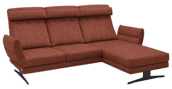 ECKSOFA  in Flachgewebe Rostfarben  279-327/176-217 cm  - Rostfarben/Schwarz, Design, Textil/Metall (279-327/176-217cm) - Dieter Knoll