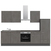 KÜCHENBLOCK 300 cm   in Schieferfarben  - Schieferfarben/Edelstahlfarben, MODERN, Holzwerkstoff/Metall (300cm) - Nobilia