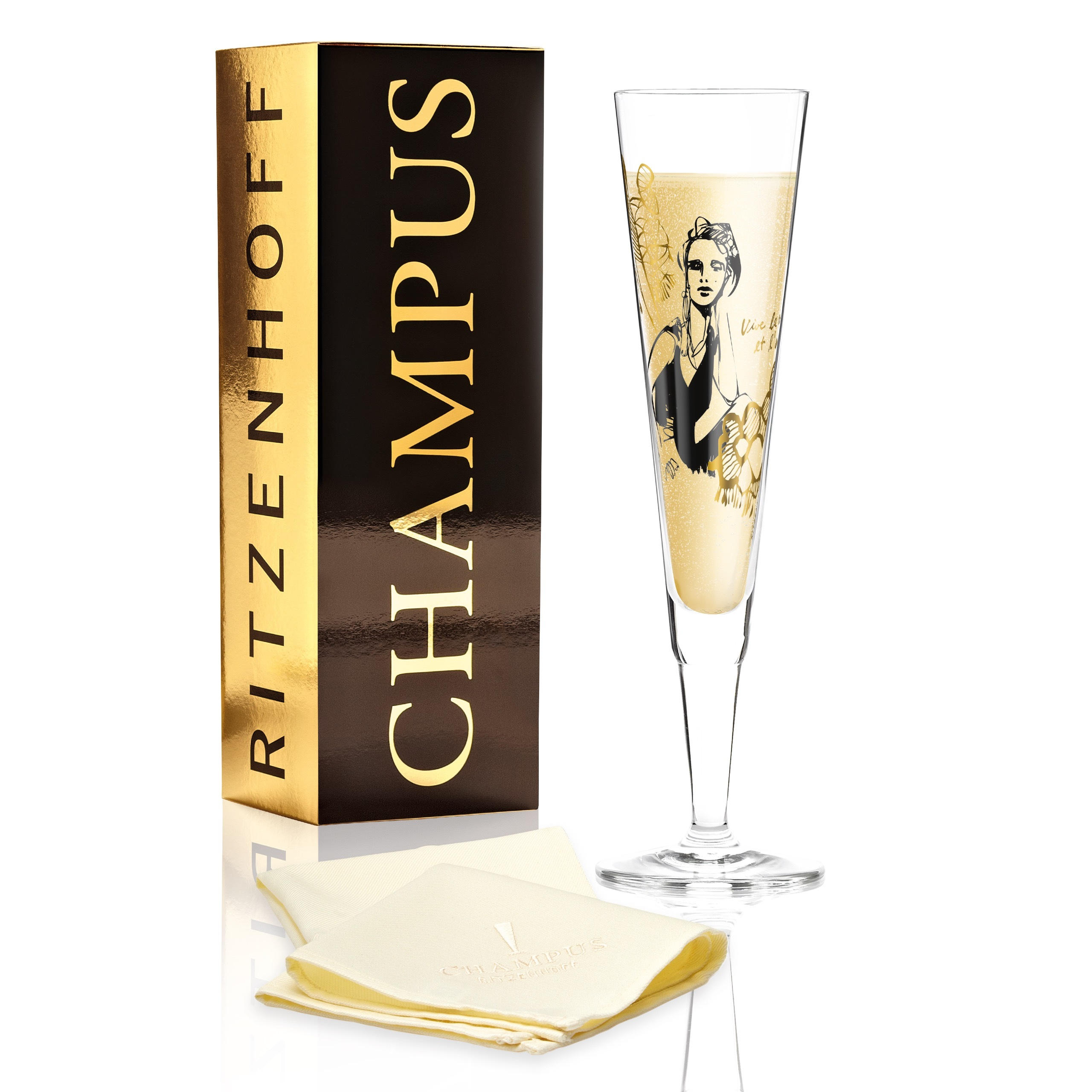 CHAMPAGNERGLAS - Goldfarben/Schwarz, LIFESTYLE, Glas (7,2/24cm) - Ritzenhoff