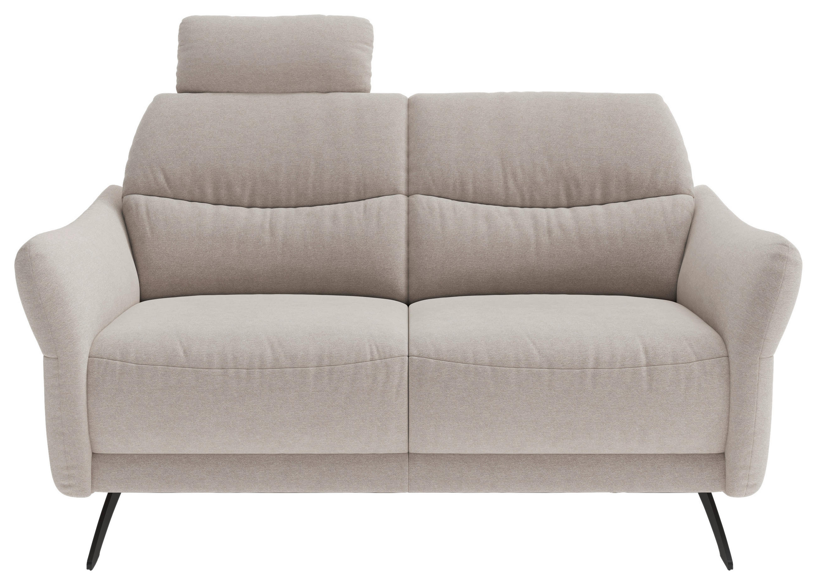 2-SITZER-SOFA Flachgewebe Sandfarben  - Sandfarben/Schwarz, Konventionell, Textil/Metall (163/91/92cm) - Pure Home Comfort