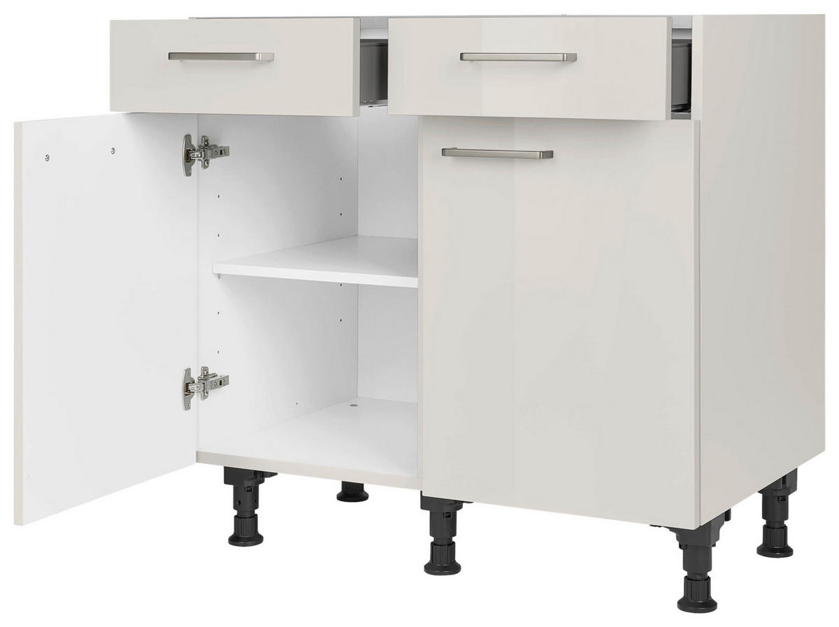 SCHUBKASTENUNTERSCHRANK 90/87/56 cm  in Hellgrau  - Edelstahlfarben/Hellgrau, MODERN, Holzwerkstoff/Metall (90/87/56cm) - Nobilia