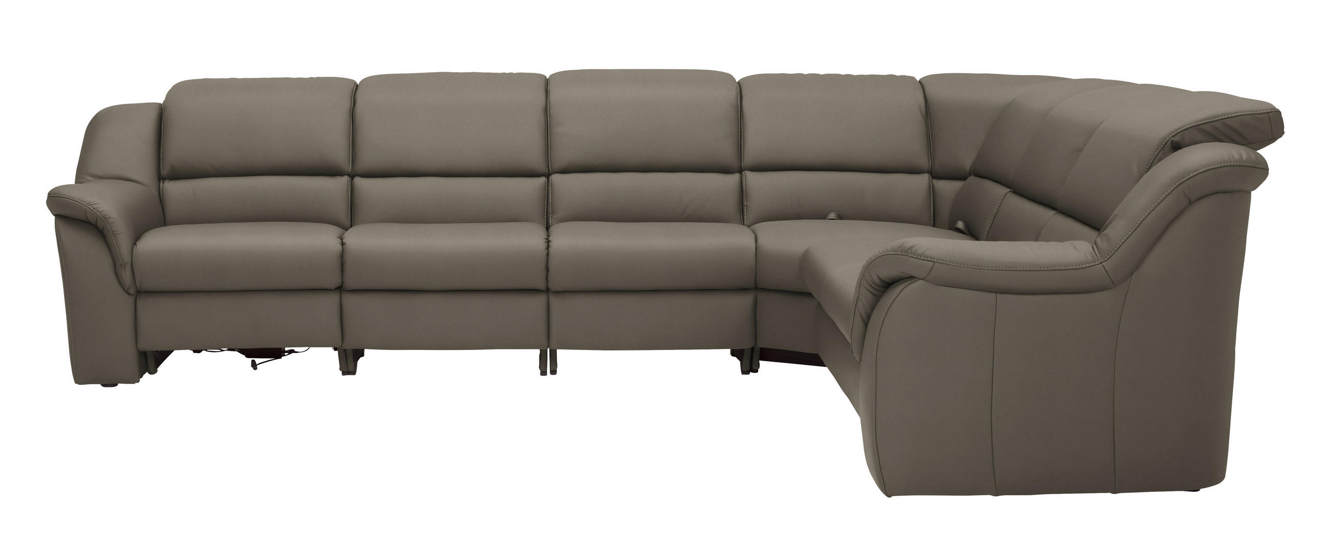 ECKSOFA 324/260 cm  in Echtleder Graubraun  324/260 cm  - Chromfarben/Graubraun, KONVENTIONELL, Leder/Kunststoff (324/260cm) - Cantus