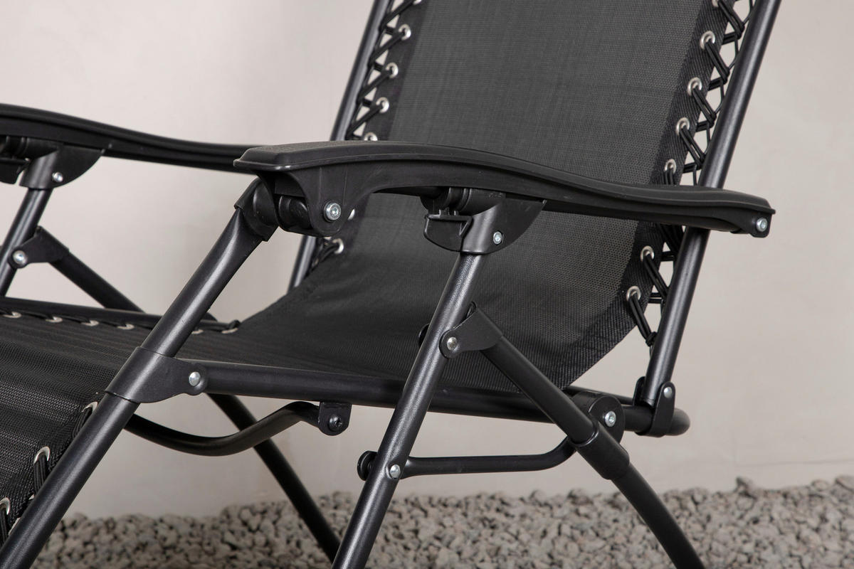 GARTEN-RELAXSESSEL 68/112/90 cm  - Schwarz, KONVENTIONELL, Kunststoff/Textil (68/112/90cm) - Gardenson