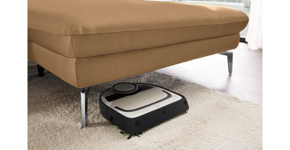 ECKSOFA in Echtleder Honig 325/157 cm - Schwarz/Honig, Design, Leder/Metall (325/157cm) - Dieter Knoll