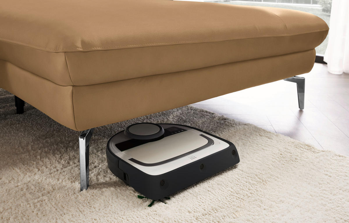 ECKSOFA in Echtleder Honig  - Schwarz/Honig, Design, Leder/Metall (325/157cm) - Dieter Knoll