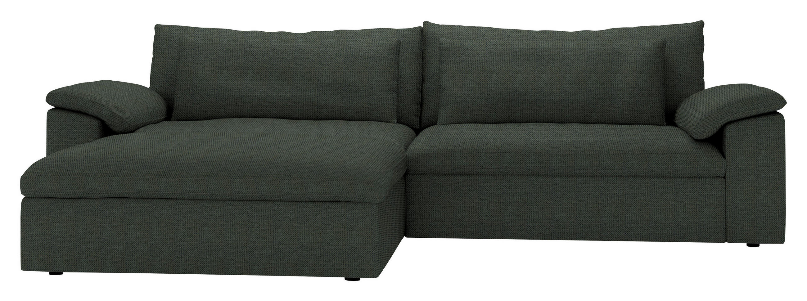 ECKSOFA  Chenille Waldgrün  - Waldgrün/Schwarz, Modern, Kunststoff/Textil (198/306cm) - Carryhome