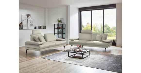 3-SITZER-SOFA in Velours Ecru  - Ecru/Beige, Design, Textil/Metall (222/89/104cm) - Dieter Knoll