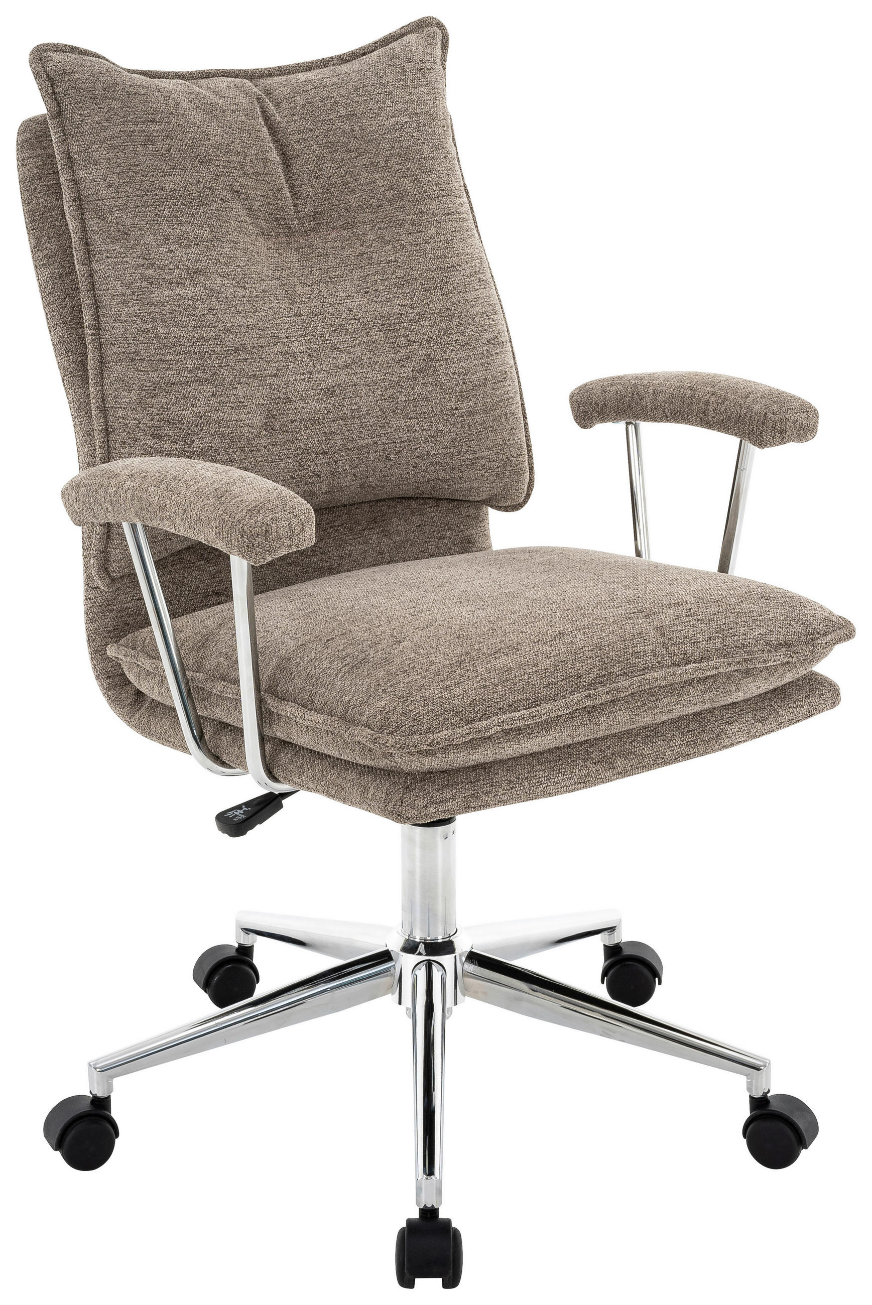 DREHSTUHL Webstoff Braun, Chromfarben  - Chromfarben/Braun, Design, Kunststoff/Textil (61/92-102/62cm) - Carryhome