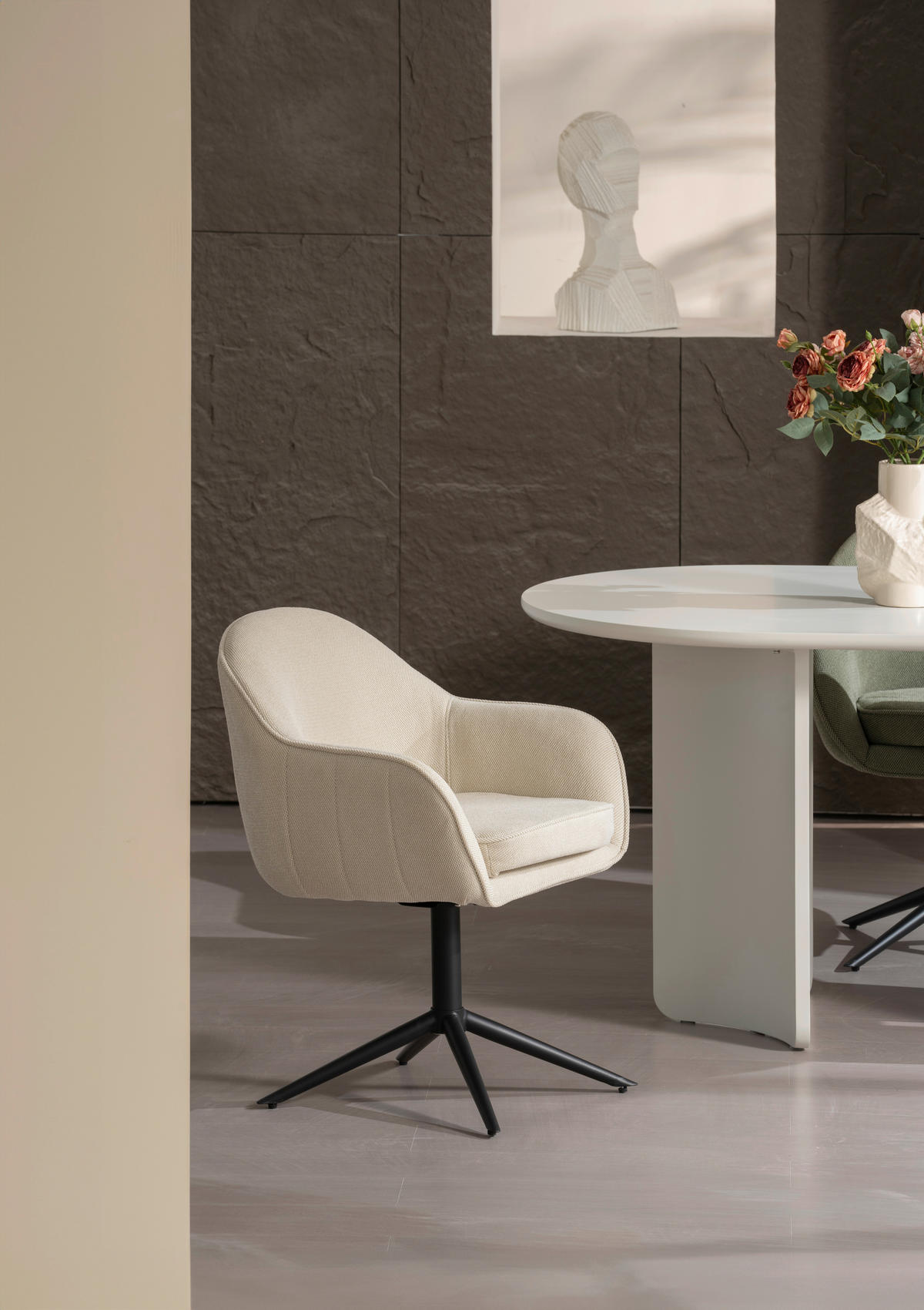 ARMLEHNSTUHL  in Eisen Leinenoptik  - Beige/Schwarz, KONVENTIONELL, Holz/Textil (60/81/62cm) - MID.YOU