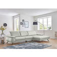 ECKSOFA Rivello in Echtleder Hellgrau  328/193 cm  - Hellgrau/Schwarz, Design, Leder/Metall (328/193cm) - Dieter Knoll