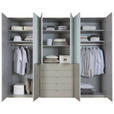 DREHTÜRENSCHRANK 300/236/58 cm 6-türig  - Chromfarben/Weiß, Design, Glas/Holzwerkstoff (300/236/58cm) - Novel
