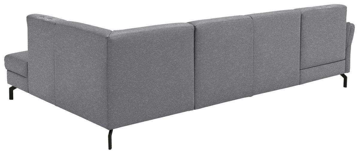 WOHNLANDSCHAFT  in Flachgewebe Grau  - Schwarz/Grau, KONVENTIONELL, Textil/Metall (170/307/190cm) - Beldomo Comfort