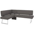 ECKBANK 137/185 cm  in Anthrazit, Edelstahlfarben  - Edelstahlfarben/Anthrazit, Design, Textil/Metall (137/185cm) - Dieter Knoll