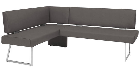 ECKBANK 137/185 cm  in Anthrazit, Edelstahlfarben  - Edelstahlfarben/Anthrazit, Design, Textil/Metall (137/185cm) - Dieter Knoll