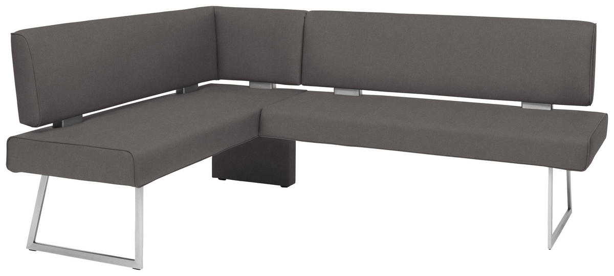 ECKBANK 137/185 cm  in Anthrazit, Edelstahlfarben  - Edelstahlfarben/Anthrazit, Design, Textil/Metall (137/185cm) - Dieter Knoll