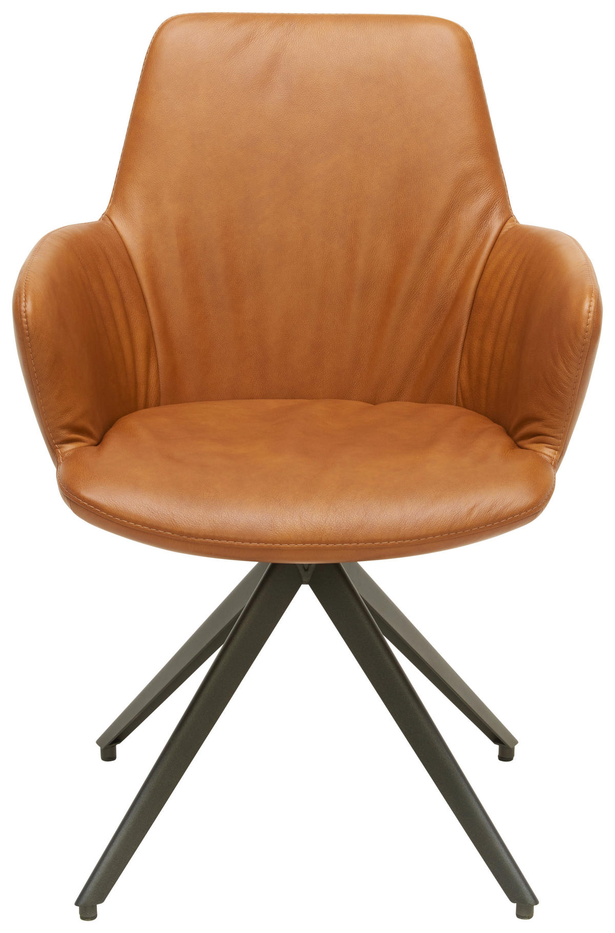 ARMLEHNSTUHL  in Stahl gewachst  - Anthrazit/Bernsteinfarben, Design, Leder/Metall (60/87/62cm) - Bert Plantagie