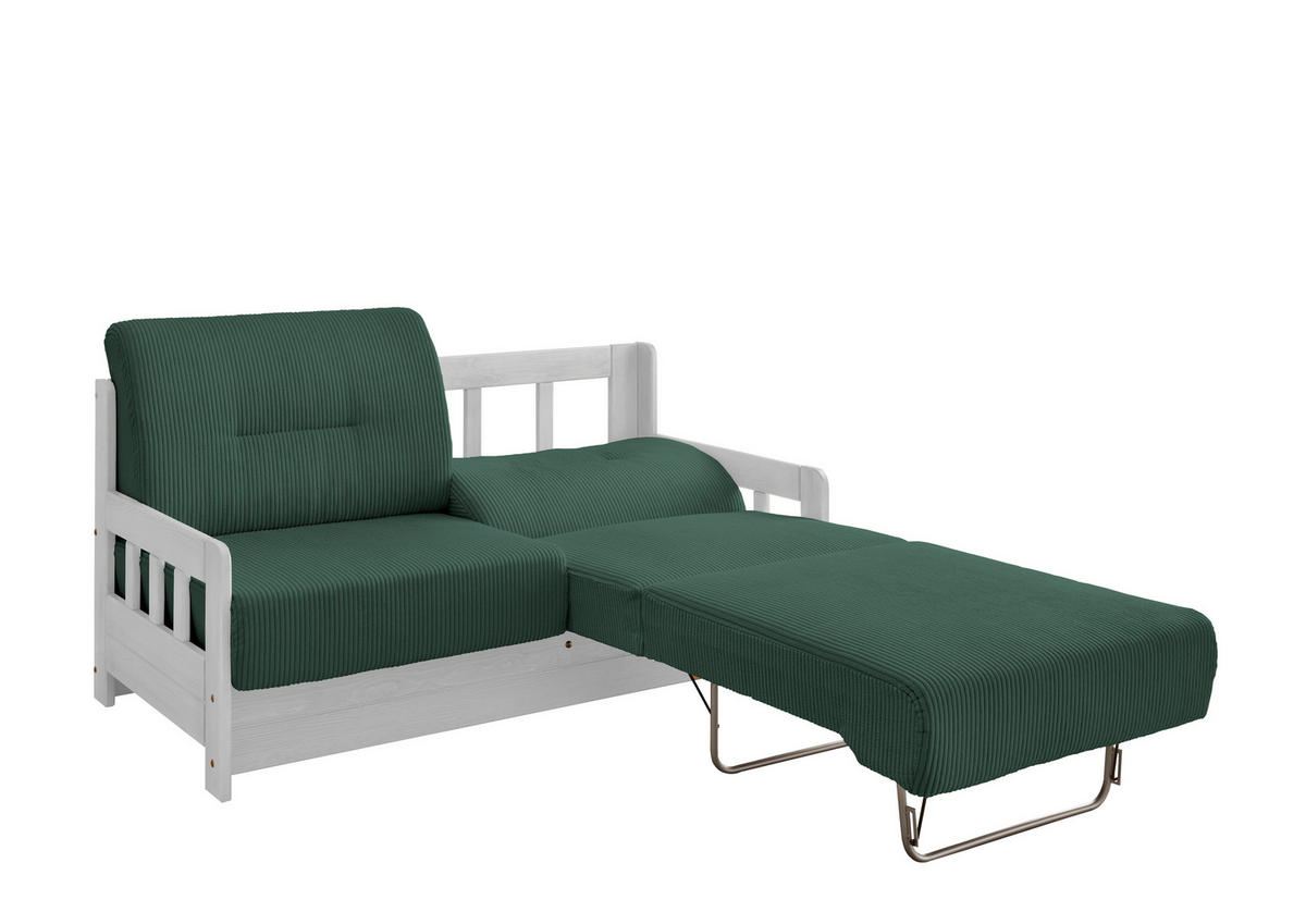 SCHLAFSOFA in Cord Grün  - Weiß/Grün, MODERN, Holz/Textil (154/88/90cm) - Livetastic
