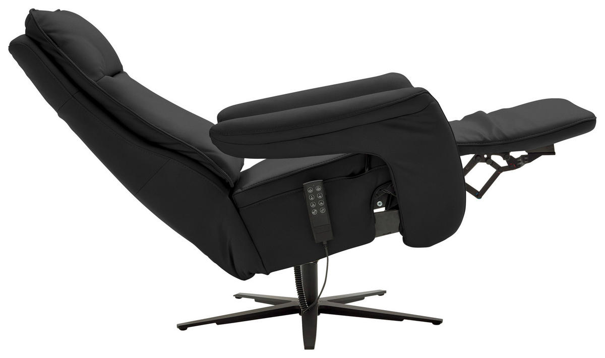 RELAXSESSEL in Leder Schwarz  - Schwarz, Design, Leder/Metall (83/116/87cm) - Valdera