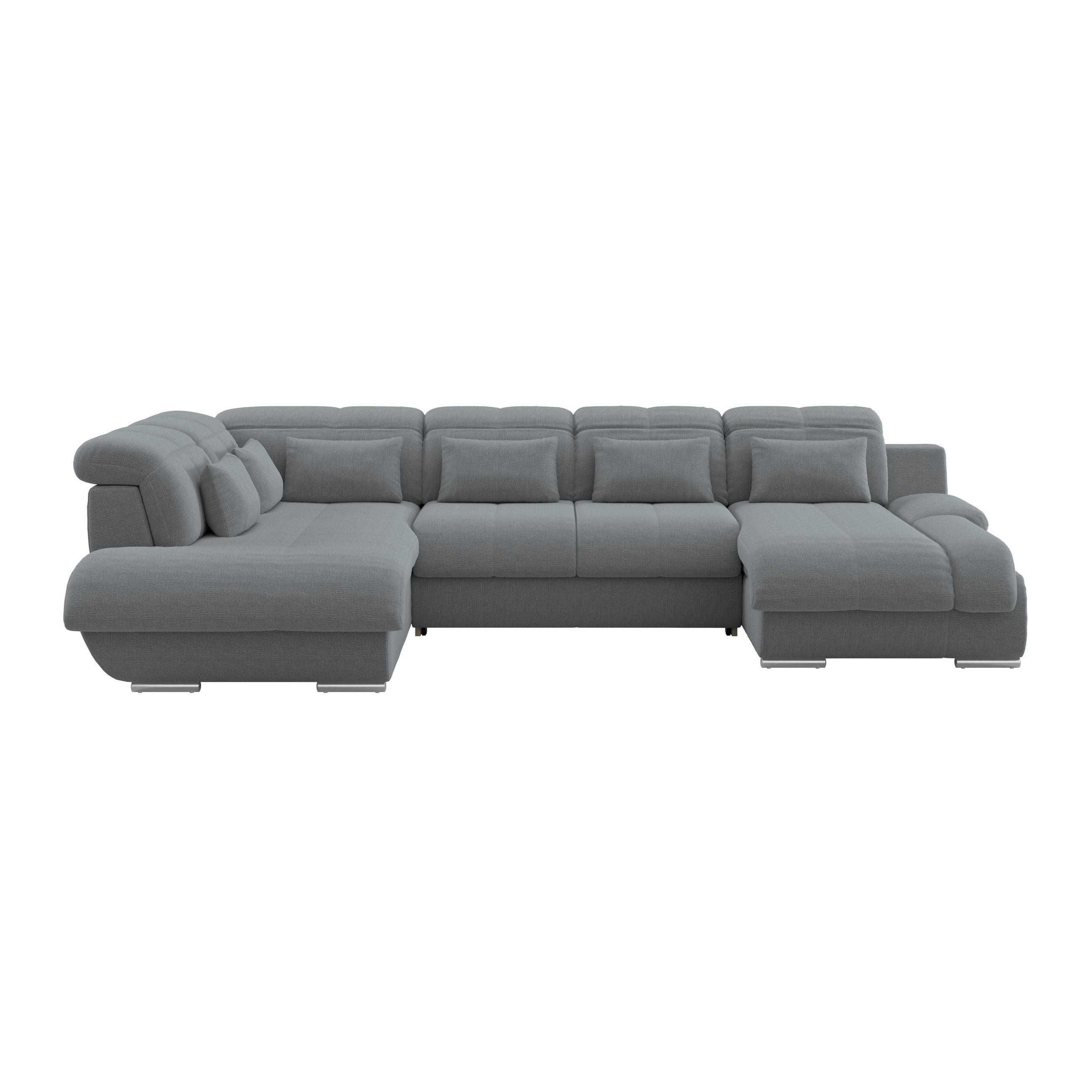 WOHNLANDSCHAFT MULTI Anthrazit Chenille  - Chromfarben/Anthrazit, MODERN, Textil/Metall (228/345/184cm) - Livetastic