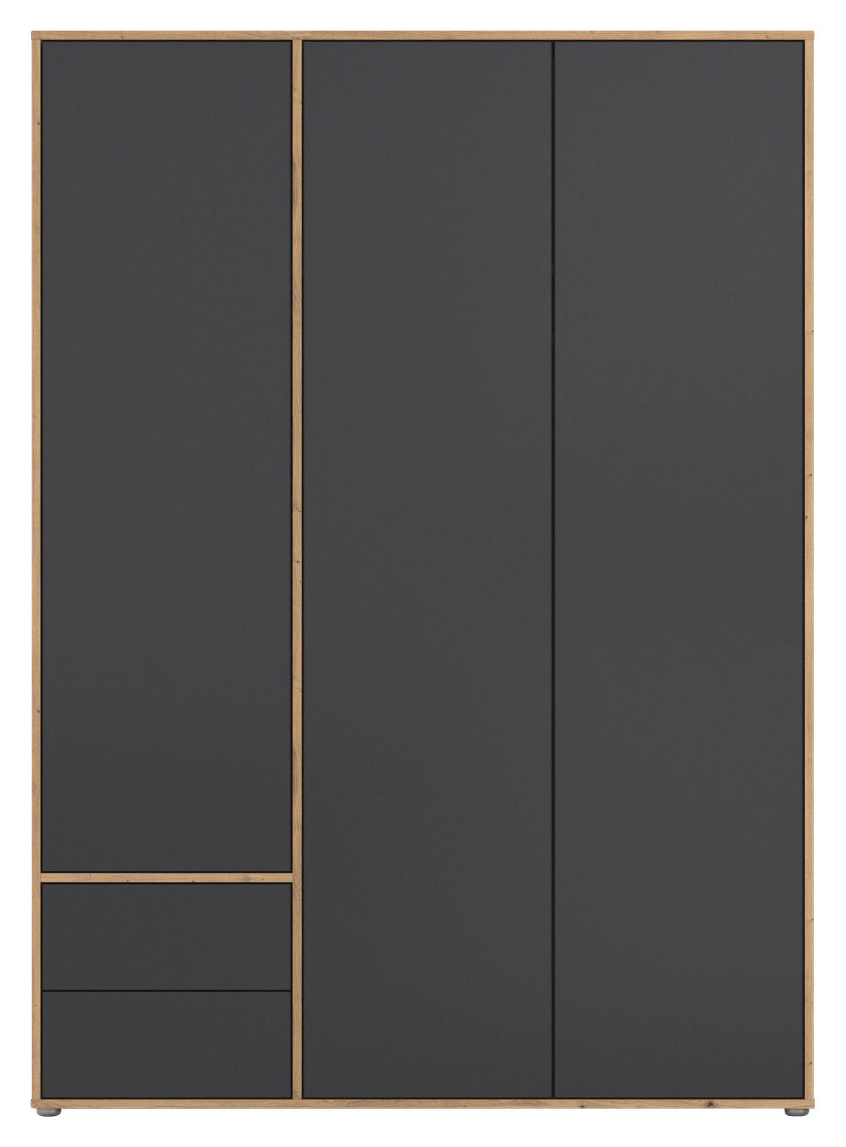 DREHTÜRENSCHRANK in Grau, Eiche Artisan  - Eiche Artisan/Grau, Modern, Holzwerkstoff (140/194/53cm) - Rauch Möbel
