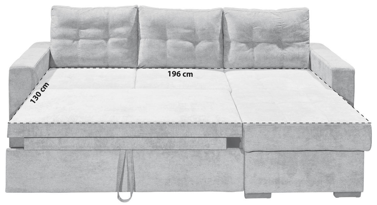 ECKSOFA Hellgrau Mikrovelours  - Hellgrau/Schwarz, Basics, Kunststoff/Textil (230/154cm) - MID.YOU