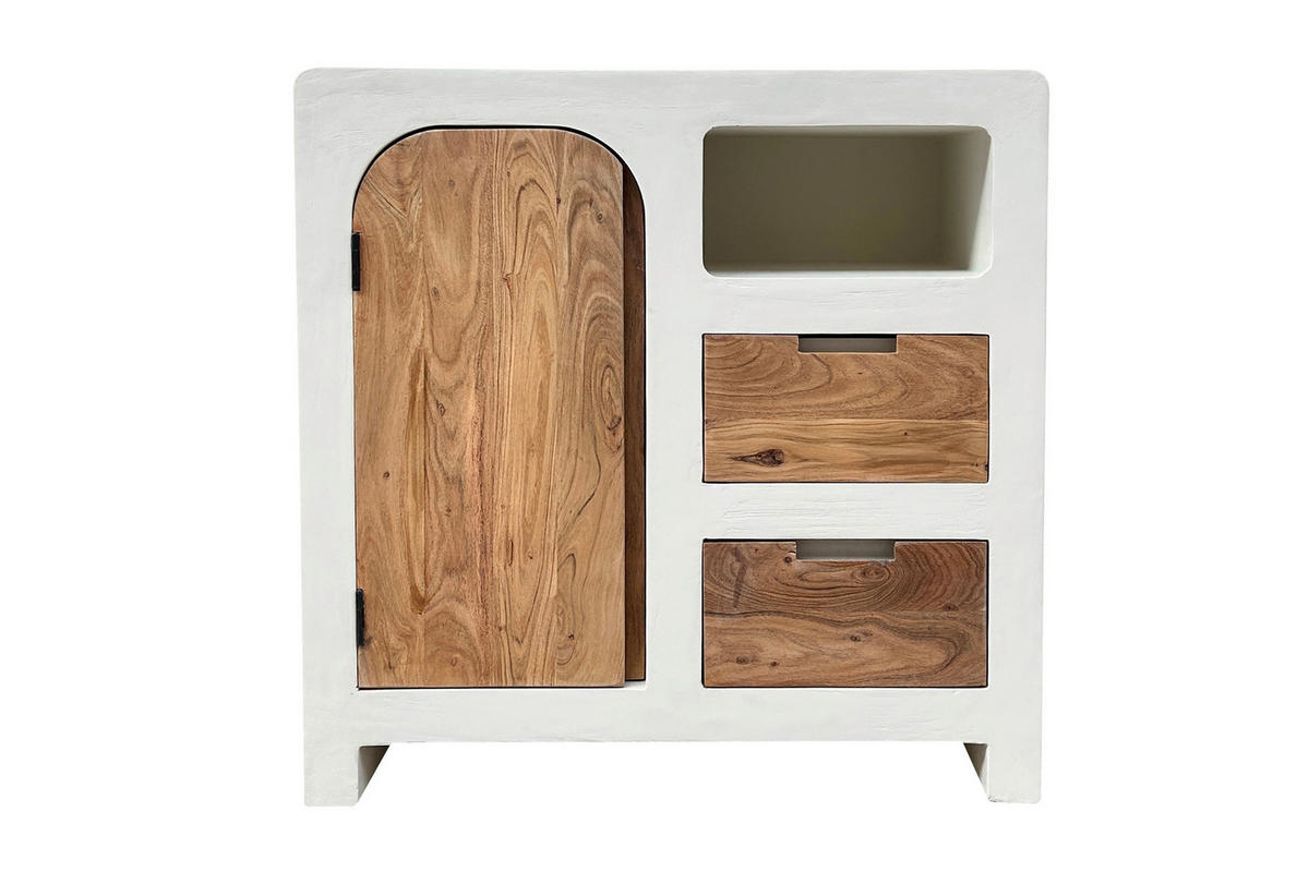 KOMMODE , 80/80/40 cm, 2 Schublade(n)  - Naturfarben/Weiß, Design, Holz/Holzwerkstoff (80/80/40cm) - MID.YOU