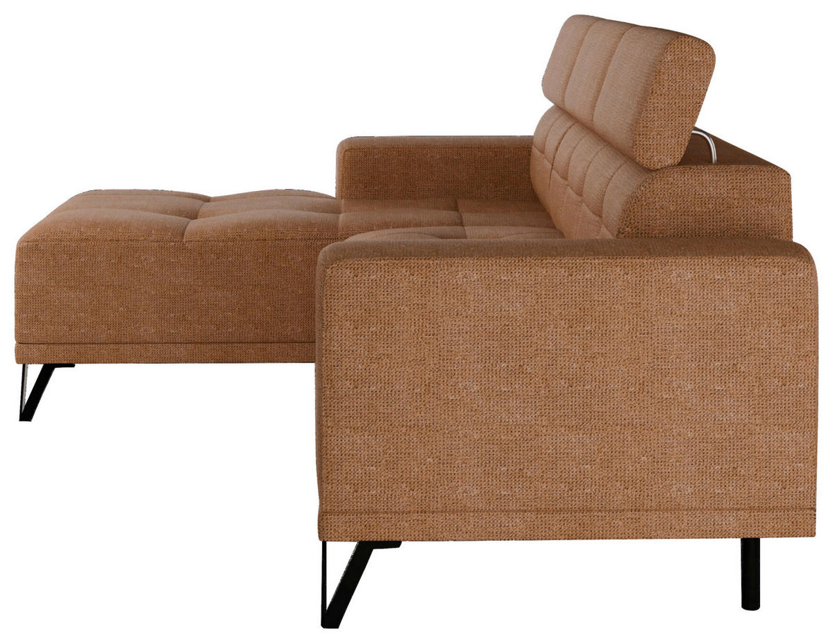 ECKSOFA Rostfarben Chenille  - Rostfarben/Schwarz, KONVENTIONELL, Textil/Metall (178/264cm) - Hom`in