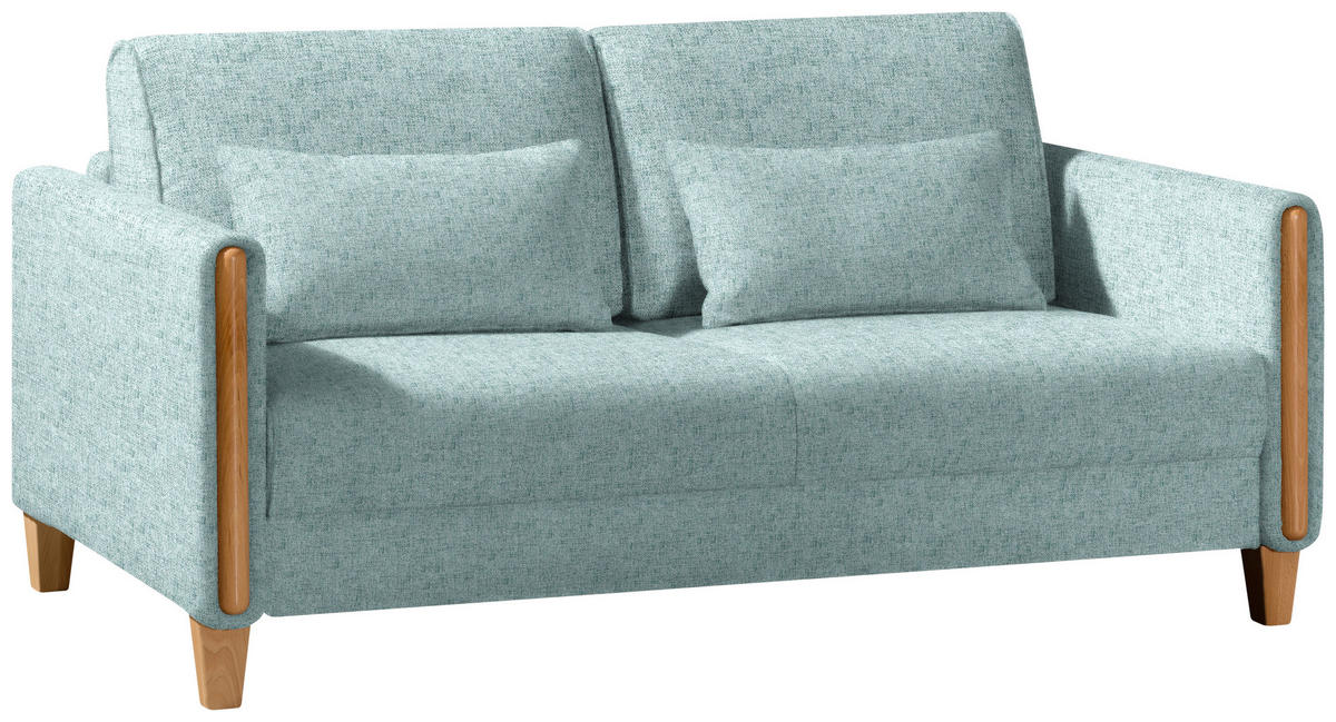 SCHLAFSOFA in Flachgewebe Buchefarben, Hellblau  - Buchefarben/Hellblau, Design, Holz/Textil (174/88/104cm) - Niels Andersson