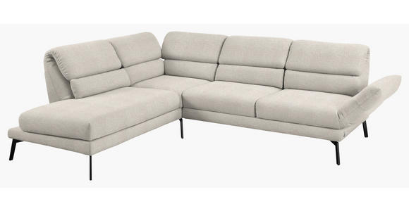 ECKSOFA in Flachgewebe Naturfarben, Beige 212-253/256-363 cm - Beige/Schwarz, Design, Textil/Metall (212-253/256-363cm) - Dieter Knoll