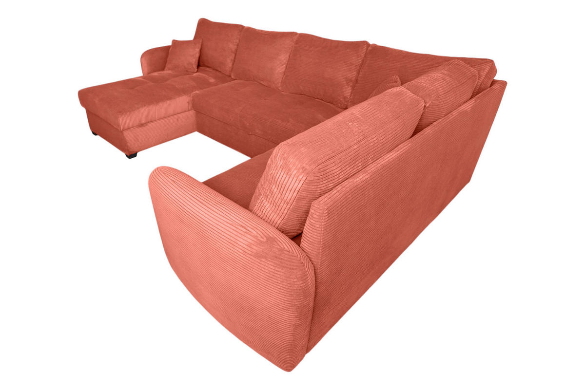WOHNLANDSCHAFT SORINA Orange Cord  - Schwarz/Orange, Design, Kunststoff/Textil (157/305/202cm) - P & B