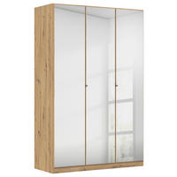 DREHTÜRENSCHRANK 136/210/54 cm,  in Eiche Artisan, 3-türig  - Chromfarben/Eiche Artisan, MODERN, Glas/Holzwerkstoff (136/210/54cm) - Rauch Möbel