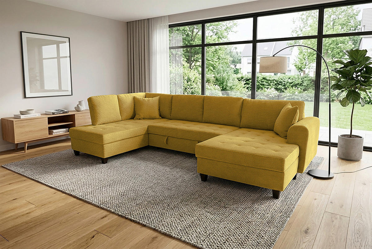 WOHNLANDSCHAFT MORITZ Senfgelb Cord  - Senfgelb, Trend, Textil (178/324/155cm) - P & B