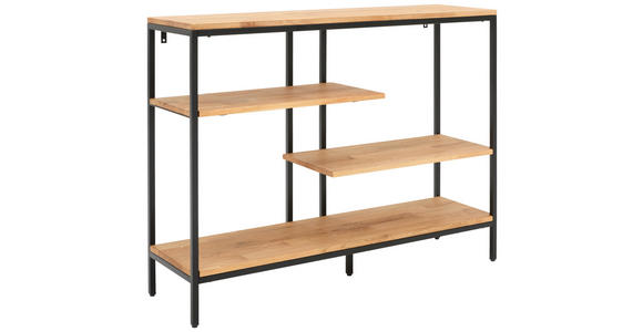 REGAL Eiche massiv Schwarz, Eichefarben  - Eichefarben/Schwarz, Trend, Holz/Metall (120/90/35cm) - Landscape