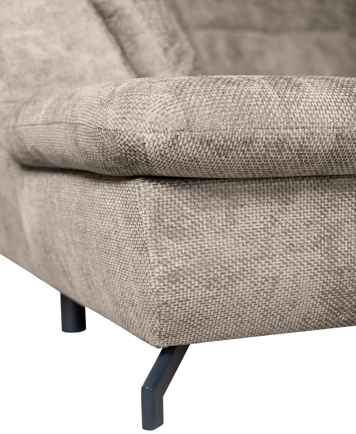 WOHNLANDSCHAFT Beige Struktur  - Beige/Schwarz, KONVENTIONELL, Textil/Metall (253/357/188cm) - Carryhome