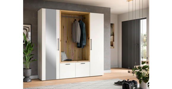 GARDEROBENSCHRANK in 55/200/47 cm - Schwarz/Weiß, MODERN, Holzwerkstoff/Kunststoff (55/200/47cm) - Voleo