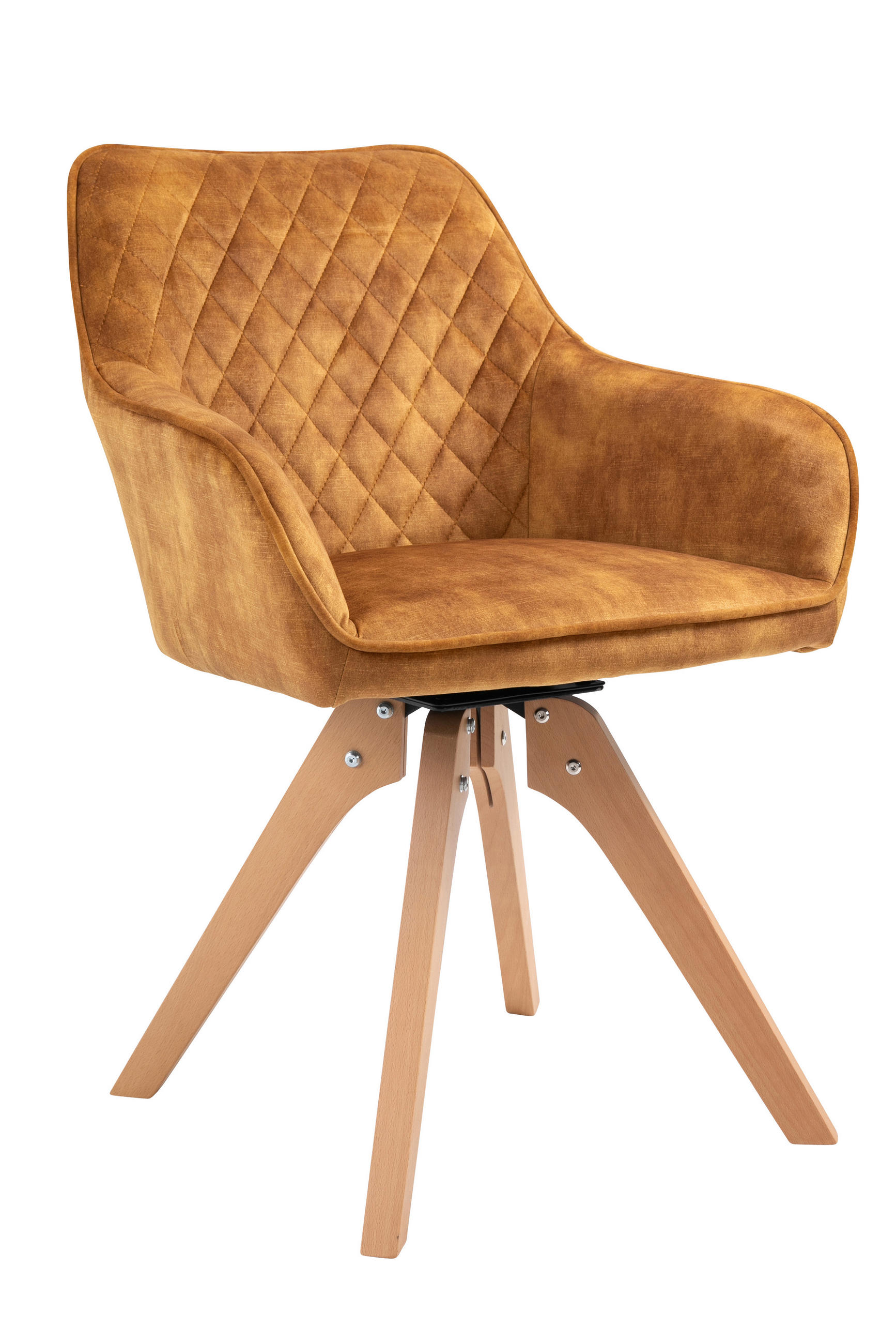 ARMLEHNSTUHL  in Samt  - Eichefarben/Goldfarben, MODERN, Holz/Textil (59/85/61cm) - Livetastic