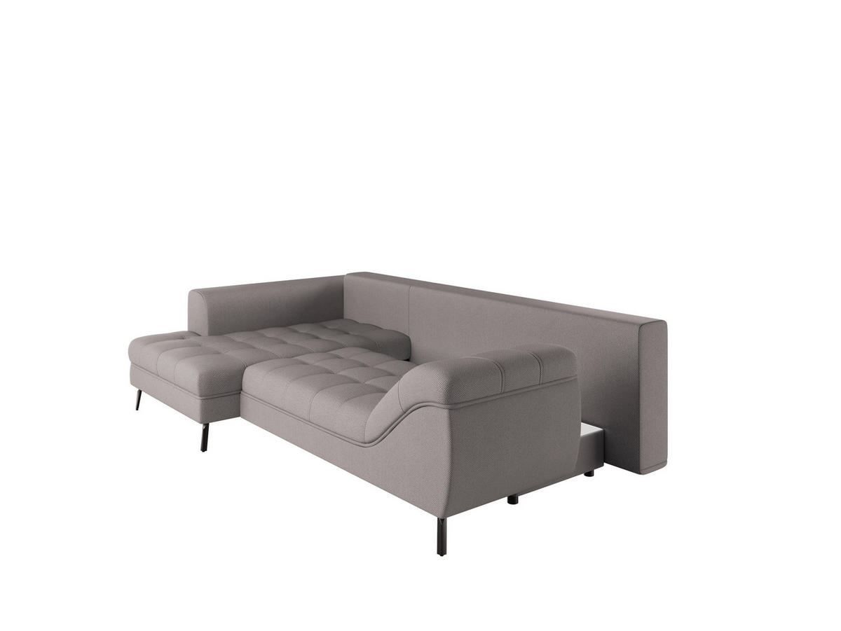 Ecksofa inkl. Funktionen in Webstoff Graubraun  - Graubraun/Schwarz, Modern, Textil/Metall (177/279cm) - Stylife